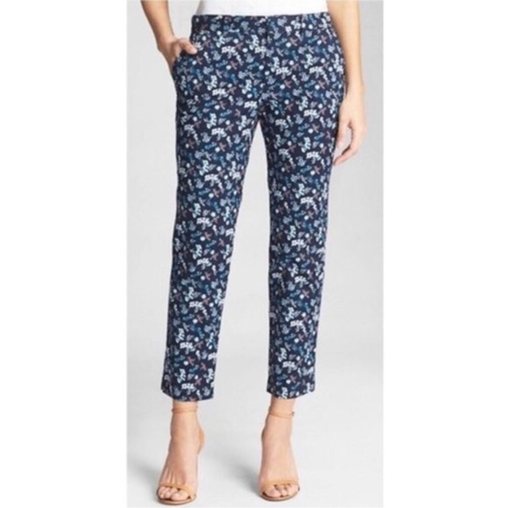 Gap Slim City Blue Floral Print Cropped Pants Navy Size 8